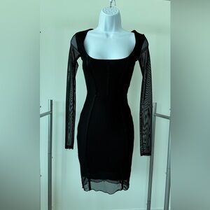 Black Mesh Mini Dress